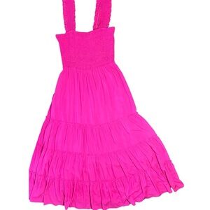 NEW Lucy Paris Dylan fuchsia Smocked Maxi Dress Women’s Size Small